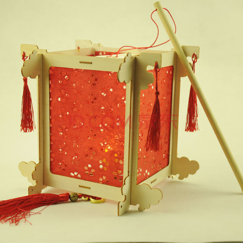 儿童元宵节仿古宫灯笼春节diy手工手提发光新年花灯幼儿园材料包 四角