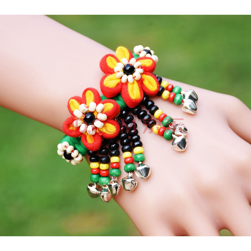 民族风手工布艺铃铛手链舞蹈女复古护腕手饰品简约个性旅游礼品 款