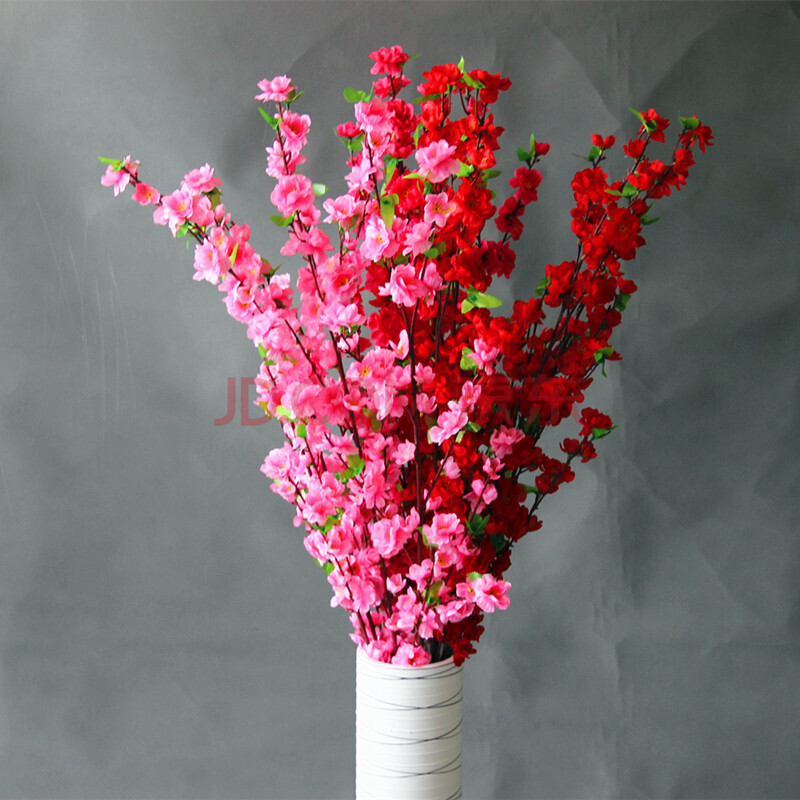 盛世泰堡 仿真花假花干花塑料绢花装饰花 客厅插花摆件 粉红桃花10支