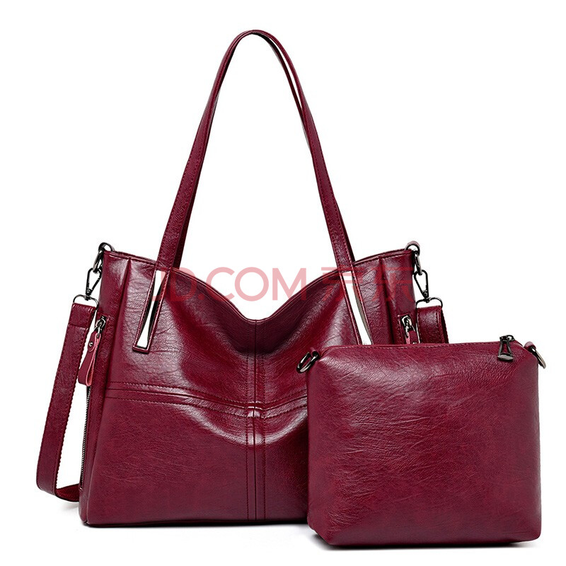 新款潮时尚斜挎女包手提斜挎女士单肩包包撞色欧美时尚大包 款二红色