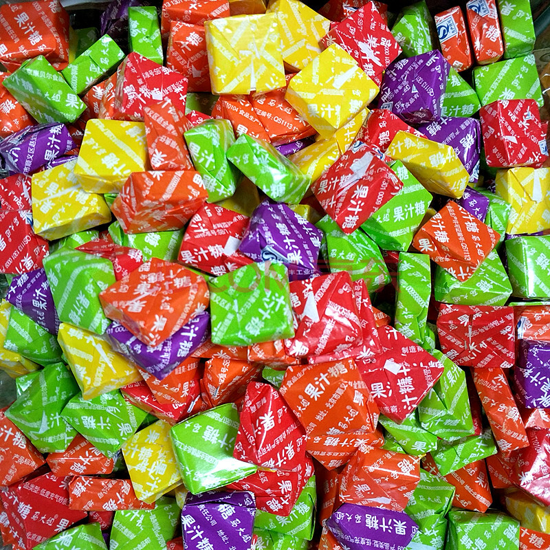 方块水果软糖果汁糖瑞士糖500g约110颗奶糖休闲零食品
