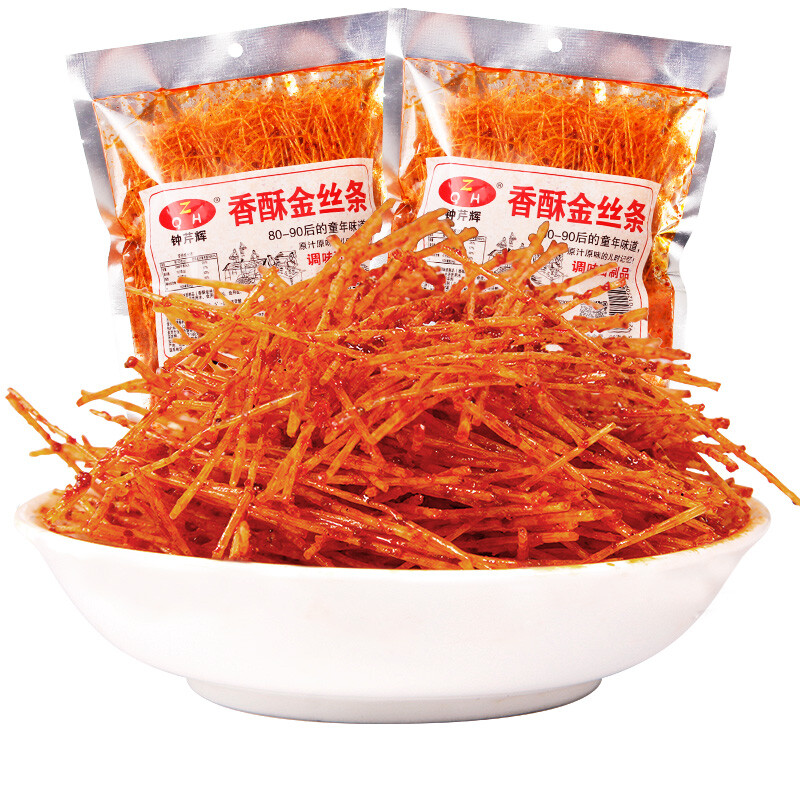 香酥金丝条辣条 网红辣条老式香辣丝网红牙签麻辣丝90后怀旧零食 98g*