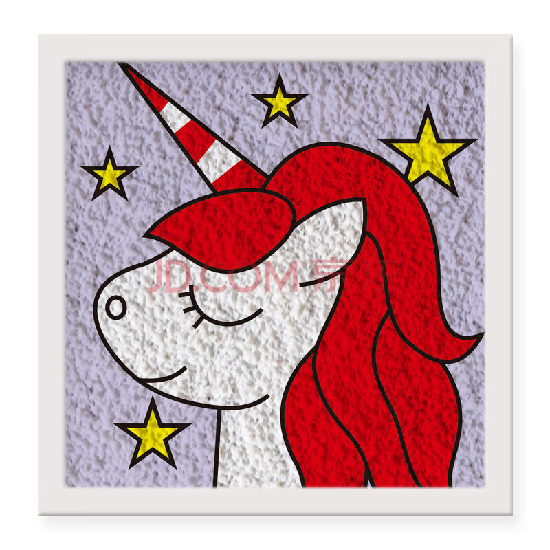 diy手工制作材料包装饰填色纸浆泥画手绘彩泥画立体画 34简笔画独角兽