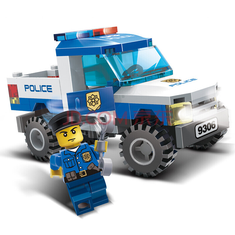 古迪积木兼容乐高城市系列警察局警车拼装儿童汽车飞机小学生拼插组装