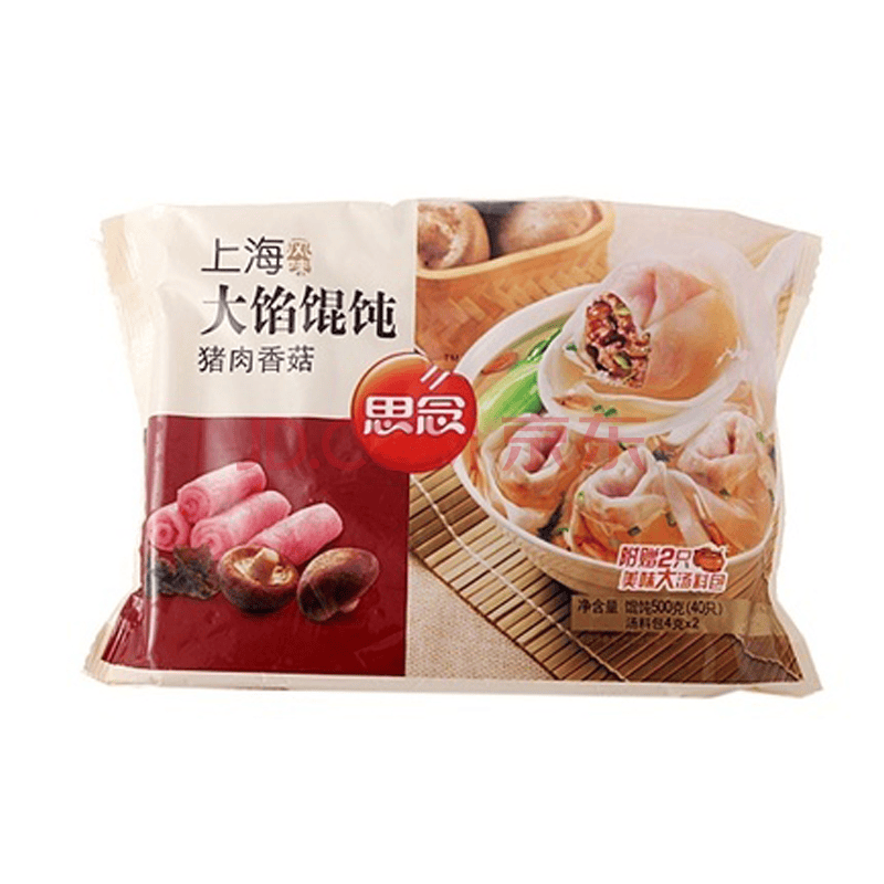 思念顶鲜猪肉香菇大馅馄饨500g