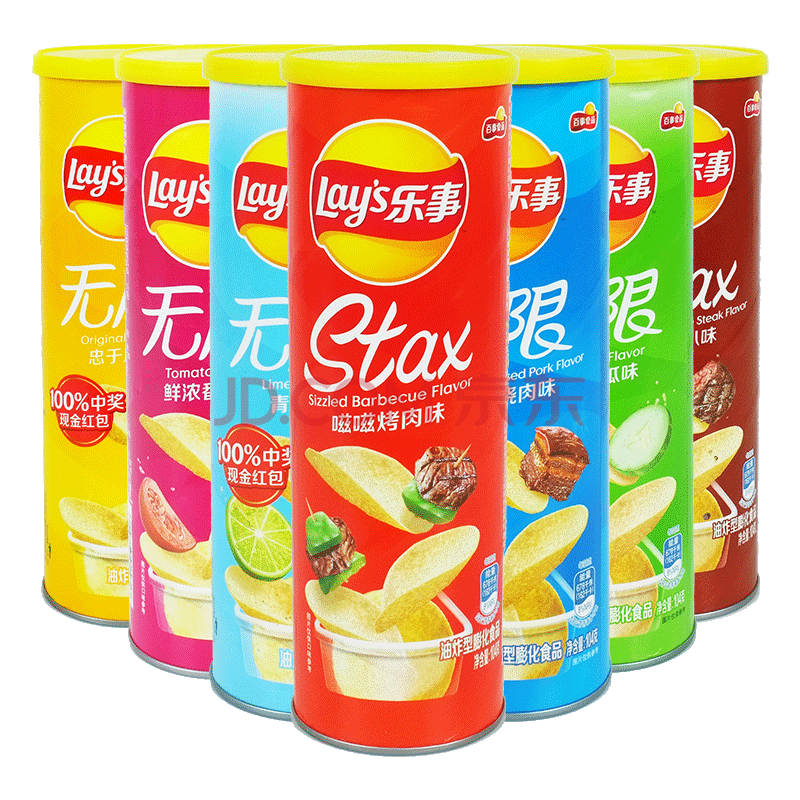 乐事薯片104g罐装 乐事3连罐【原味 烧烤 番茄】混合口味薯片104g