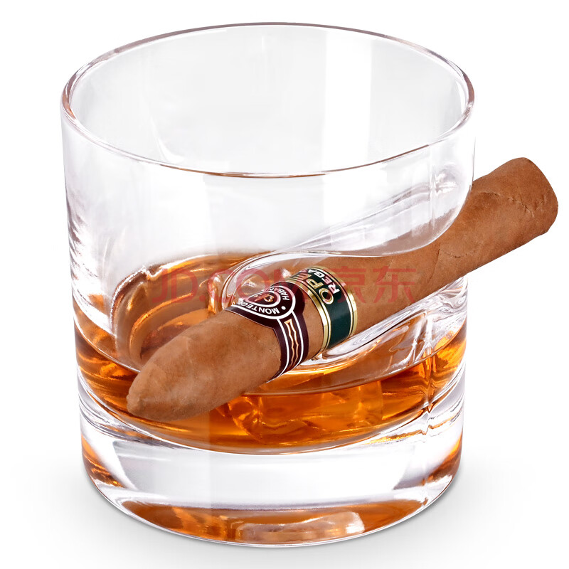 茄龙(cigarloong)雪茄杯威士忌酒杯雪茄拖大口径烟槽创意水晶玻璃两用