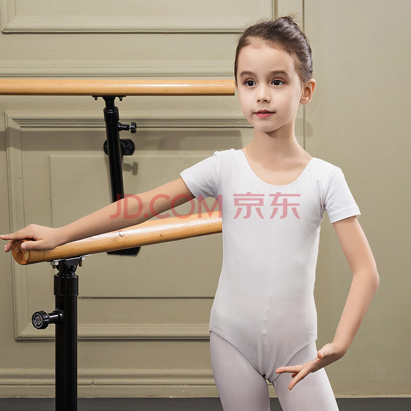 sansha法国三沙儿童舞蹈服短袖芭蕾舞连体服女童舞蹈练功服y3556白xxl