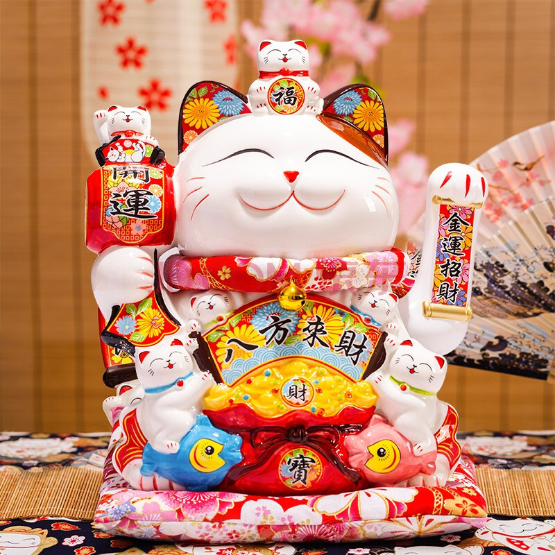 tatanice 大号招财猫 开业送礼收银台摆件乔迁企业礼品 12寸 14寸电动