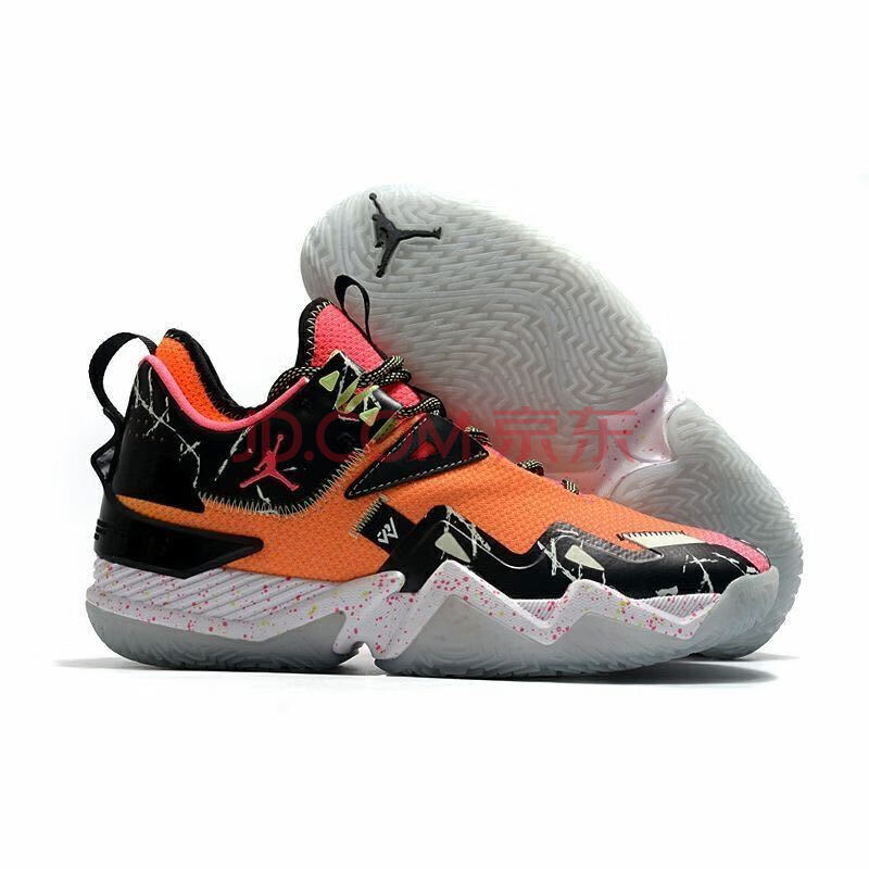 威少3代简版篮球鞋日落东单白色黑灰黑白aj篮球实战减震运动鞋男 简版