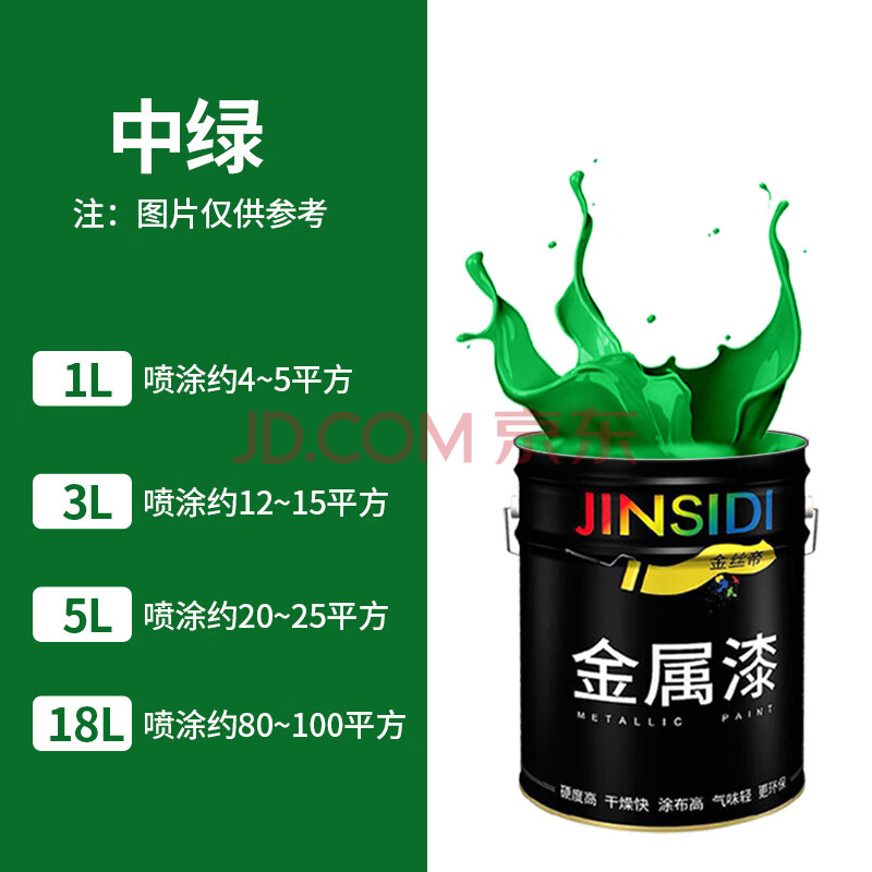 氟碳漆 金属漆户外防腐防水栏杆铁艺外墙漆翻新防锈漆 中绿 1l