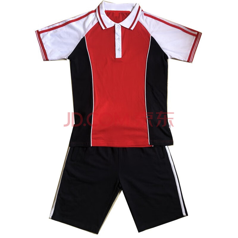 定制阳春市中学生校服长短裤长短袖阳春初中高中统一校服衣服 红色男