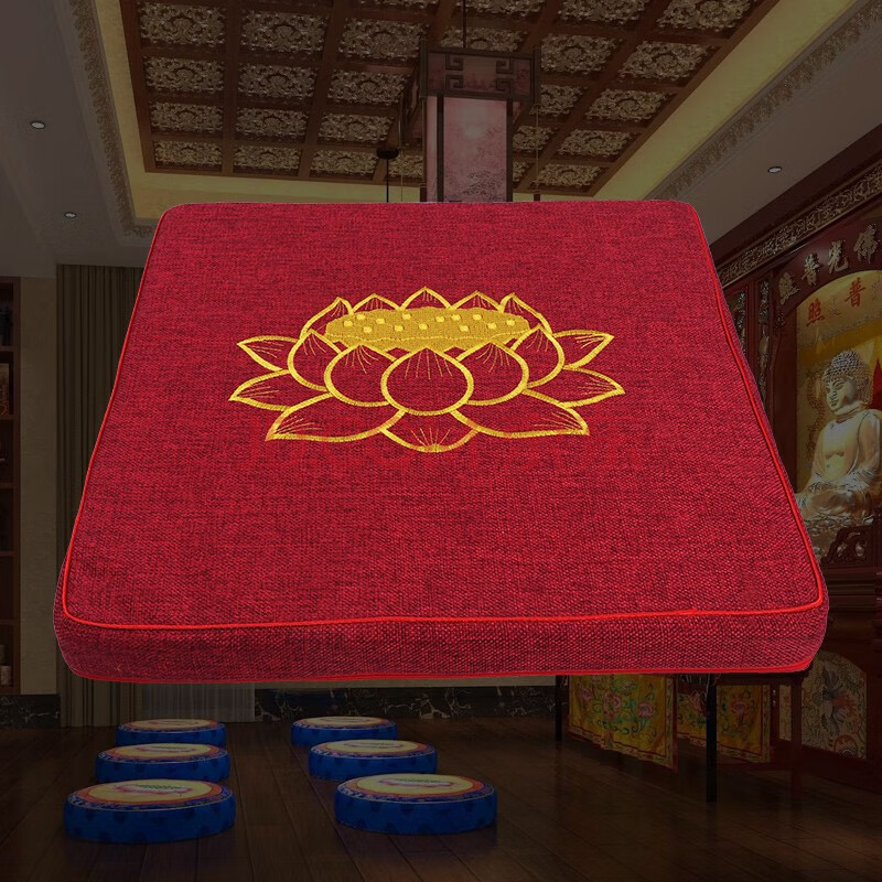 天御阁 磕头拜垫跪垫佛具蒲团坐垫加厚大号家用礼佛拜佛垫子荷花佛前