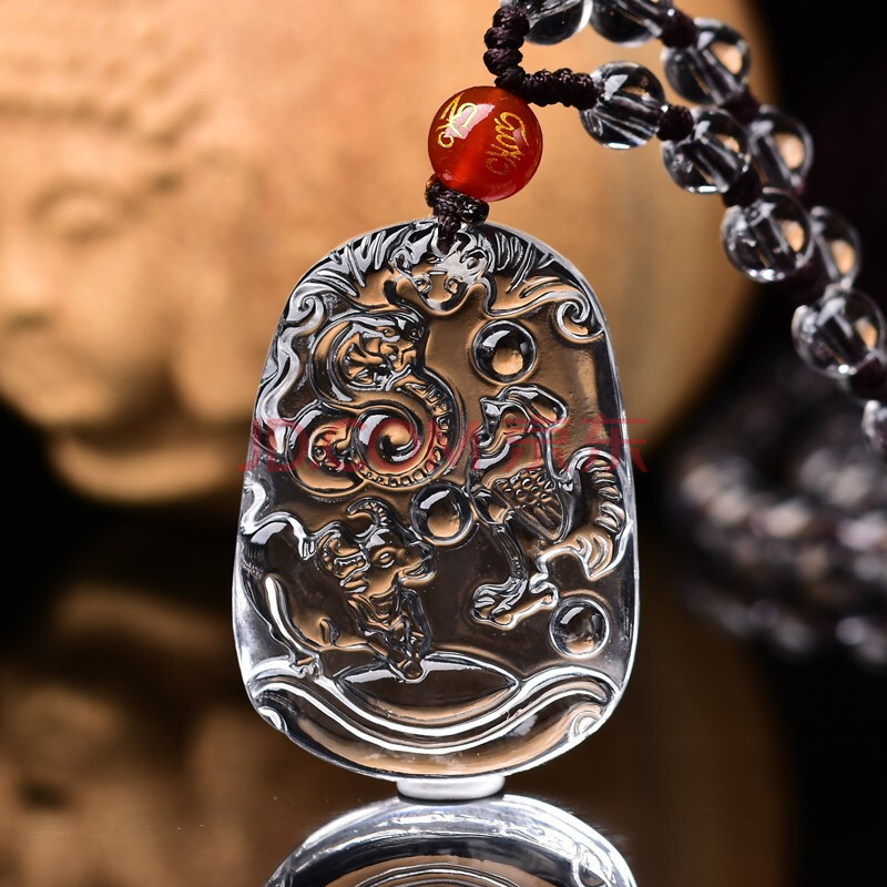 开光天然白水晶生肖蛇鸡牛三合贵人吊坠丑巳酉三合赐瑞项链开光护身符