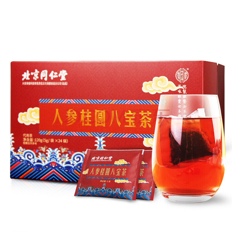 北京同仁堂 人参桂圆八宝茶120g/盒 一件