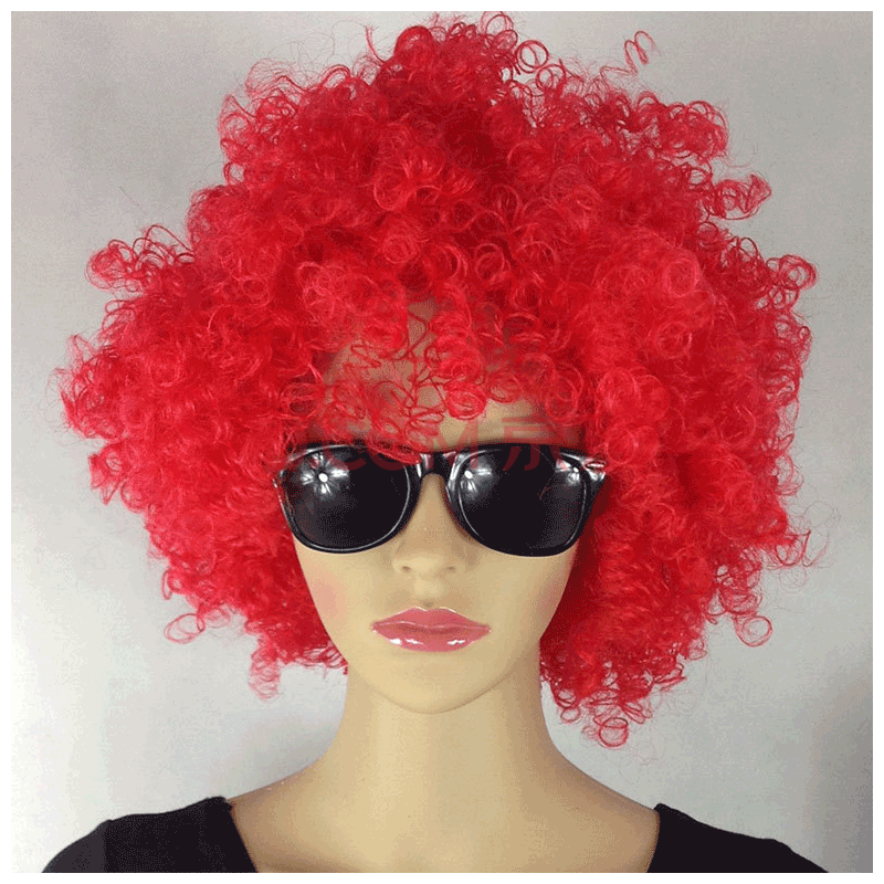 大爆炸头假发男女通用舞台舞会演出搞笑表演摇滚假发套 柑红色