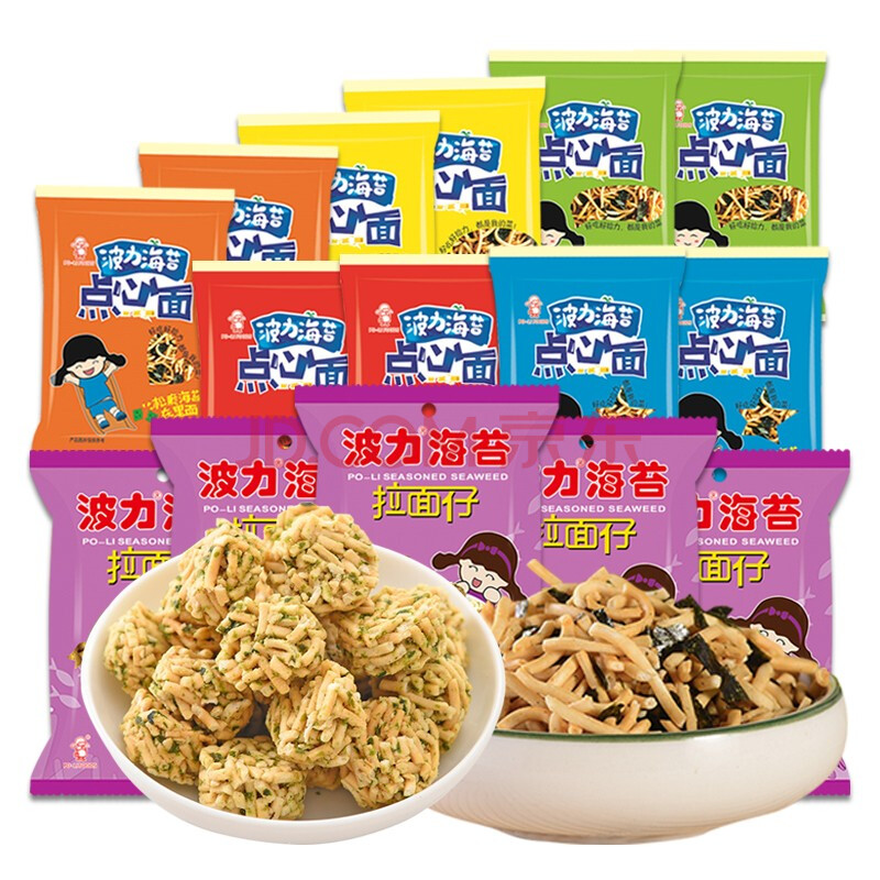 波力海苔 海苔拉面丸子 干脆面方便面 荞麦海苔渔趣点心面 掌心面