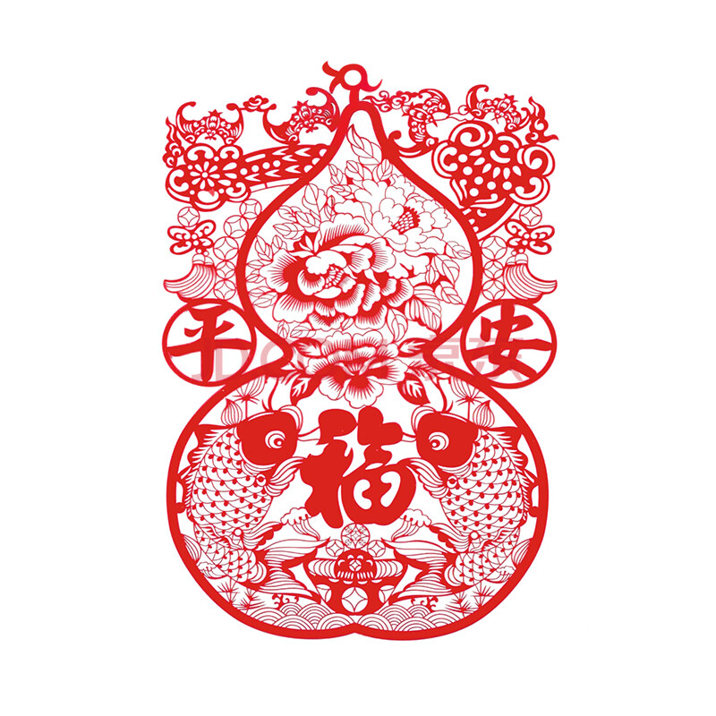特色款 中国民间玻璃 剪纸窗花 家居装饰年货 葫芦贴 (单张装)平安