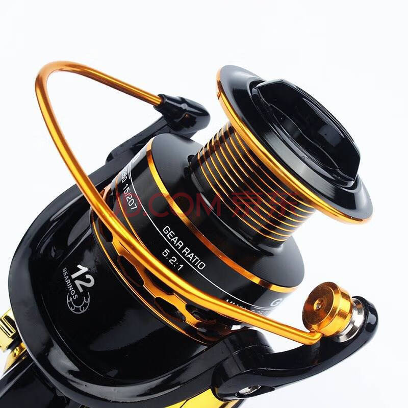 3000鱼线线摇轮鱼竿滑轮轮轮转轮大号轴远投抛竿8000海钓手摇 黑色