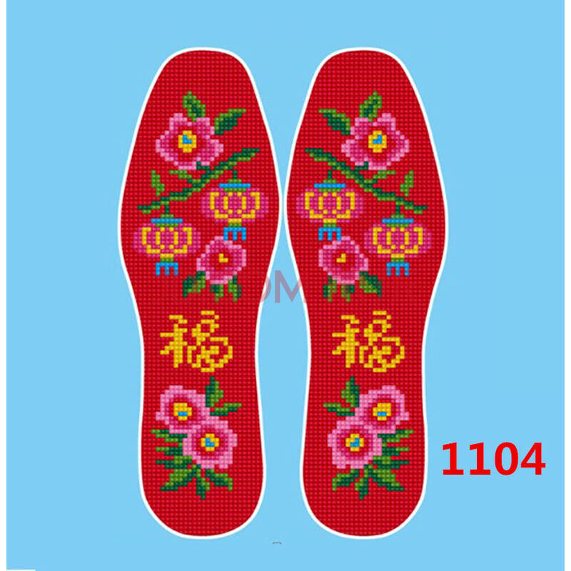 不褪色自己绣十字绣鞋垫半成品纯棉布绣花印花针线手工男女婚庆 灯笼