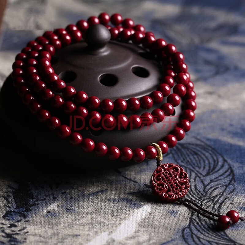 静晶阁 朱砂手链手串108颗紫金砂男女原矿色原石饰品 a款6mm 平安扣