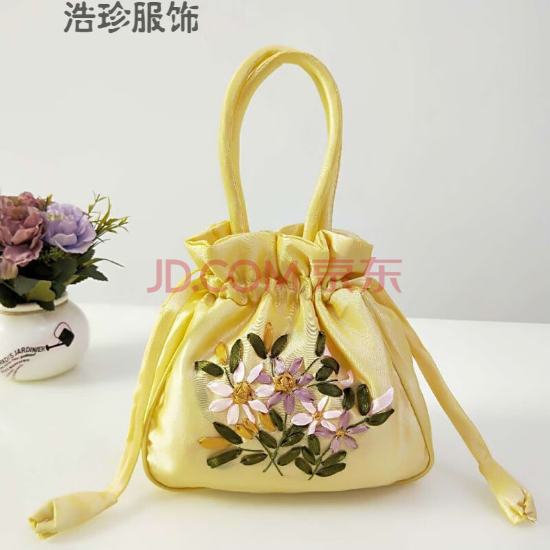 手工绣花手提包逛街小包民族风结婚手拿包中老年买菜包妈妈手拎包