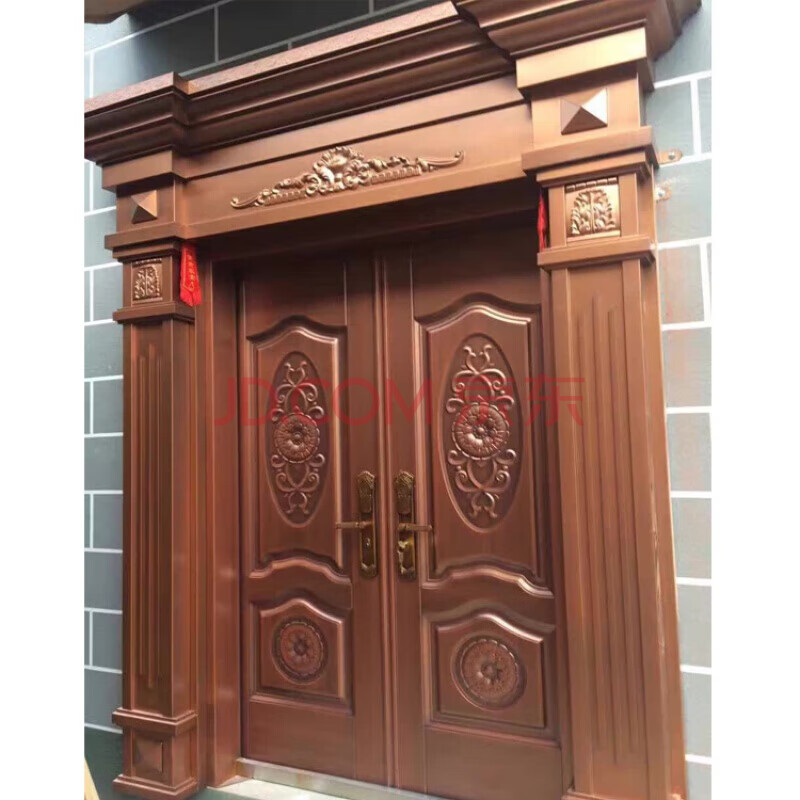 别墅大门双开四开子母甲级锌合金子母门防盗门 甲级 锌合金 紫铜漆