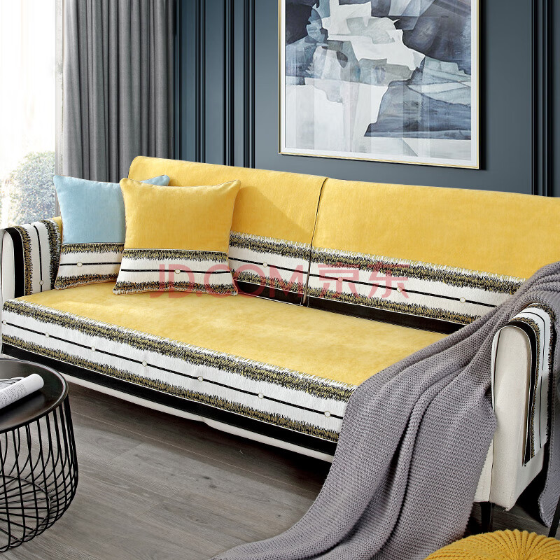 四季通用雪尼尔沙发垫四季通用防滑坐垫北欧简约皮沙发套罩盖布巾定做