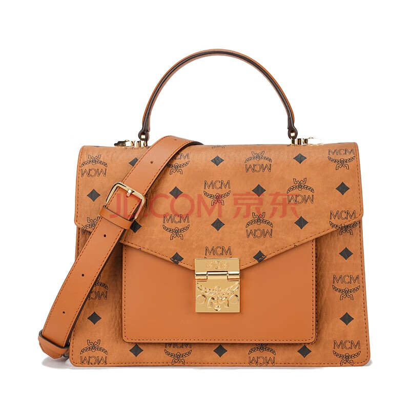 mcm 奢侈品 女士 干邑色印花logo单肩手提斜挎包 mweaapa01co001