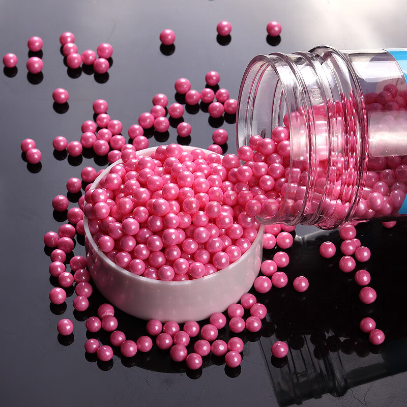 糖 彩色糖珠糖粒糖片巧克力针生日蛋糕纸杯冰淇淋 湖蓝色 中号4mm粉色