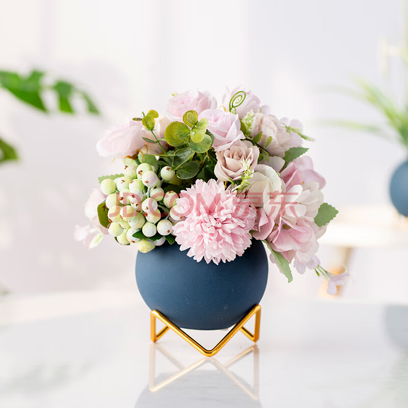 北欧 假花仿真花客厅卧室装饰茶几桌面陶瓷花艺摆件摆设塑料花 浅紫