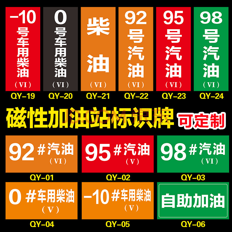 加油站油品標識牌磁性標牌標貼國五國六汽油號碼牌柴油乙醇汽油標誌牌