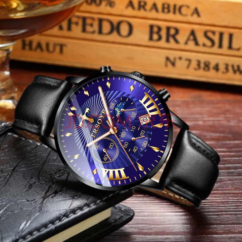 trsoye瑞士品牌手表诺曼底日月星辰三眼6针商务男士腕表夜光防水日历