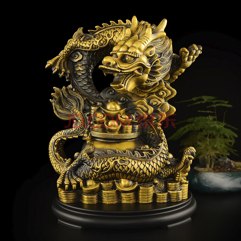 天祥缘铜龙摆件纯铜工艺品生肖龙摆件大号32号聚宝祥龙配底座