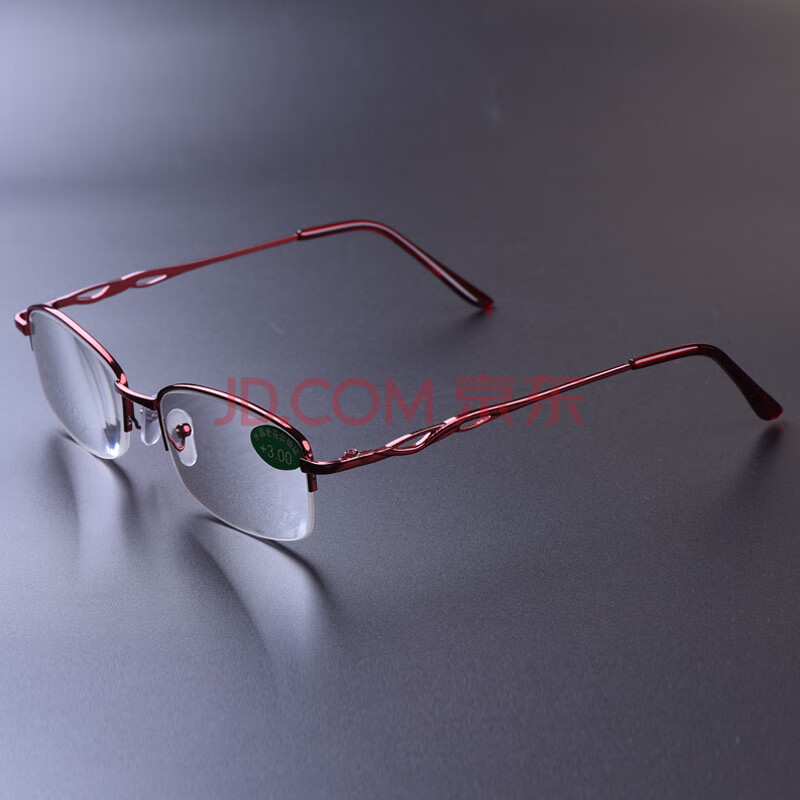 水晶老花镜男女款时尚中老年石头镜高清养目 红色框 500