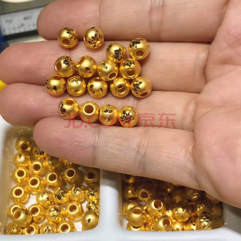 黄金转运珠散珠子999足金路路通吊坠时尚车花圆珠隔珠固 6mm(0.