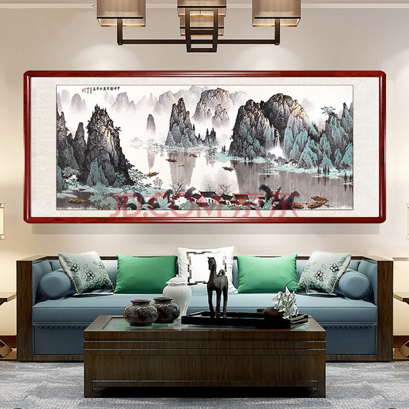 玩易 万里长城山水画大会堂国画客厅装饰画办公室字画招财风水靠山图