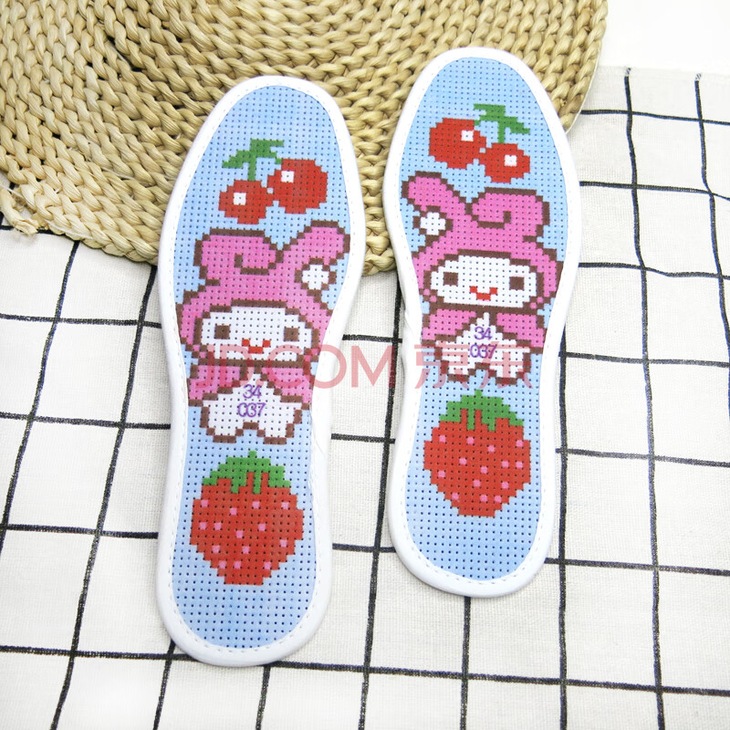十字绣儿童鞋垫半成品印花卡通朵拉佩琪20-35码小孩宝宝满绣 草莓兔子