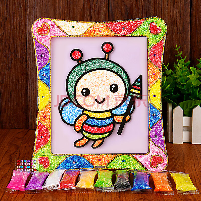 雪花泥粘土画公主填充画板涂色颜料涂鸦画益婴玩具雪花泥 方框-小蜜蜂