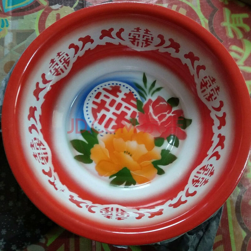盆纯搪瓷双料特厚加深结婚婚庆盆老式怀旧复古经典盆面盆洗脸盆脚盆