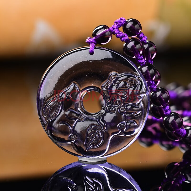 属羊人2021猪兔赐禄吊坠合成黄水晶猪和兔饰品吉祥物男女 紫水晶珠链