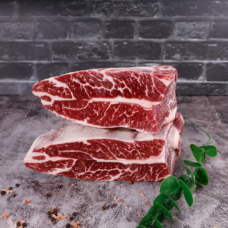 玺宴 天萃庭新鲜冷冻牛排烧烤烤肉食材美国进口谷饲雪花整条牛小排1kg