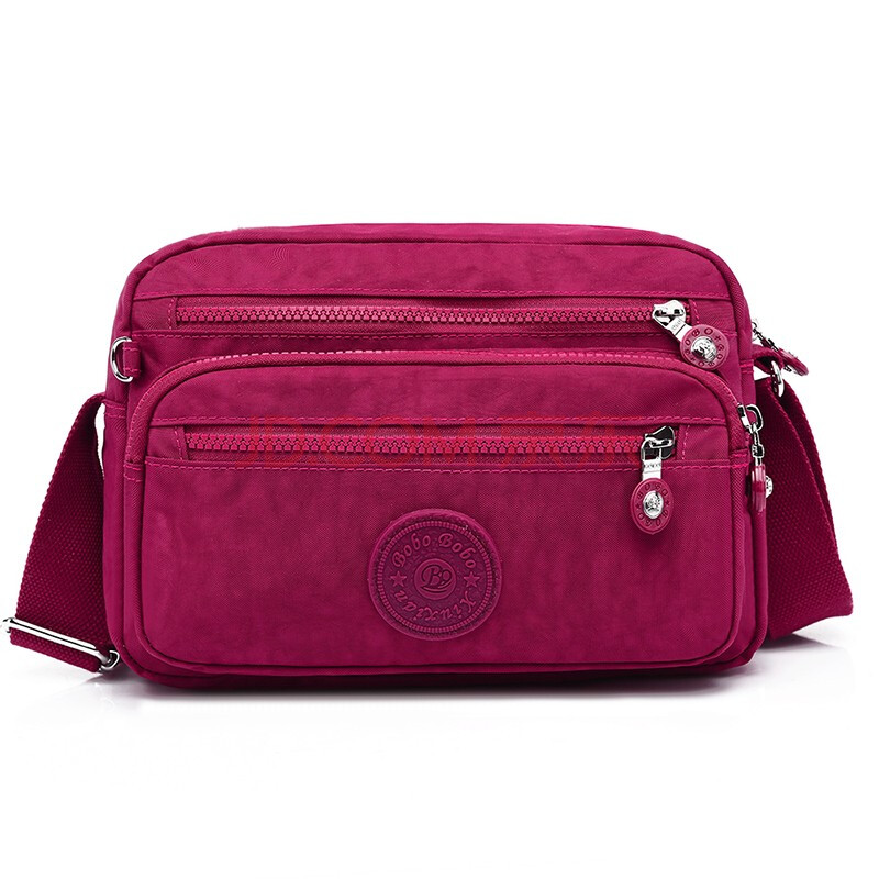 多隔层帆布包女大容量中年妈妈包旅行背包纯色简约轻便女士包 紫钳