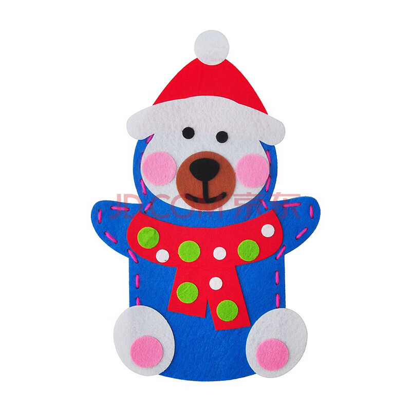 无纺布编织新年牛玩偶材料 蓝色 圣诞熊不织布手偶
