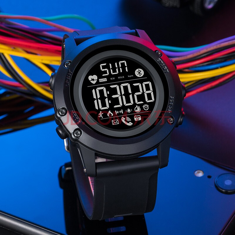 时刻美 skmei 智能心率监测运动计步卡路里 蓝牙多功能男士智能电子表