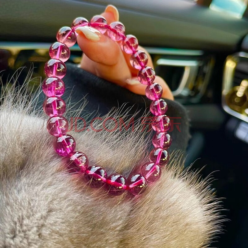 俊辰珠宝天然巴西玻璃体宝石红碧玺手链 聚财手链通透男女款时尚水晶