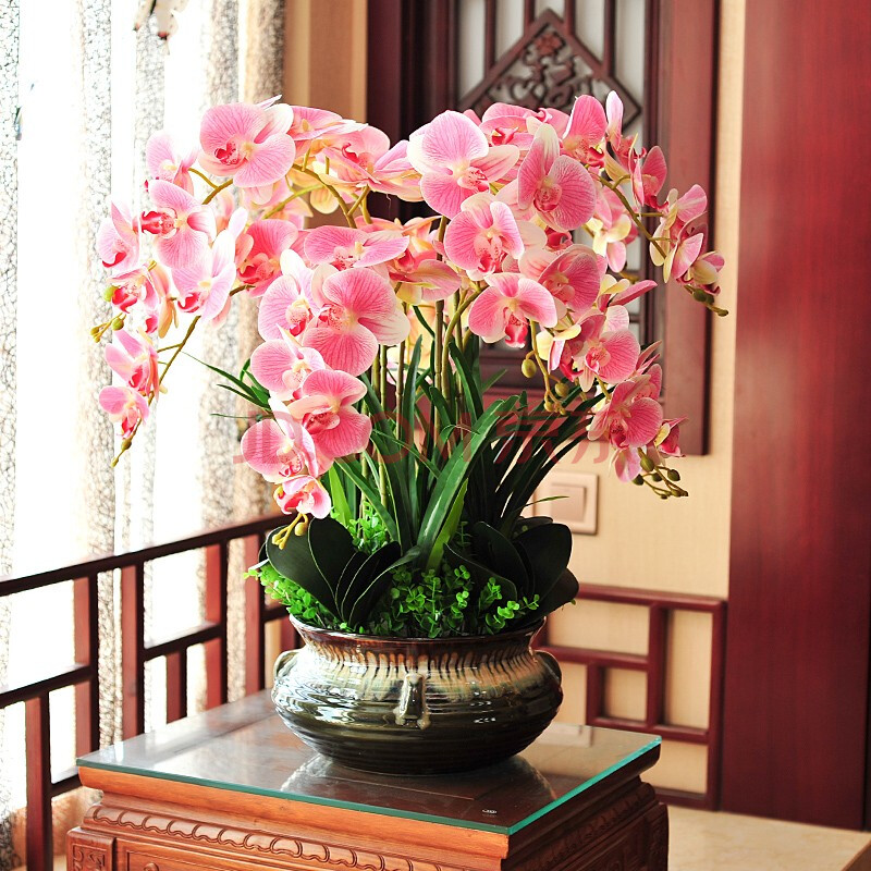 喜莱卡(xilaika) 仿真花蝴蝶兰套装手感装饰花 办公家居客厅摆件 酒店