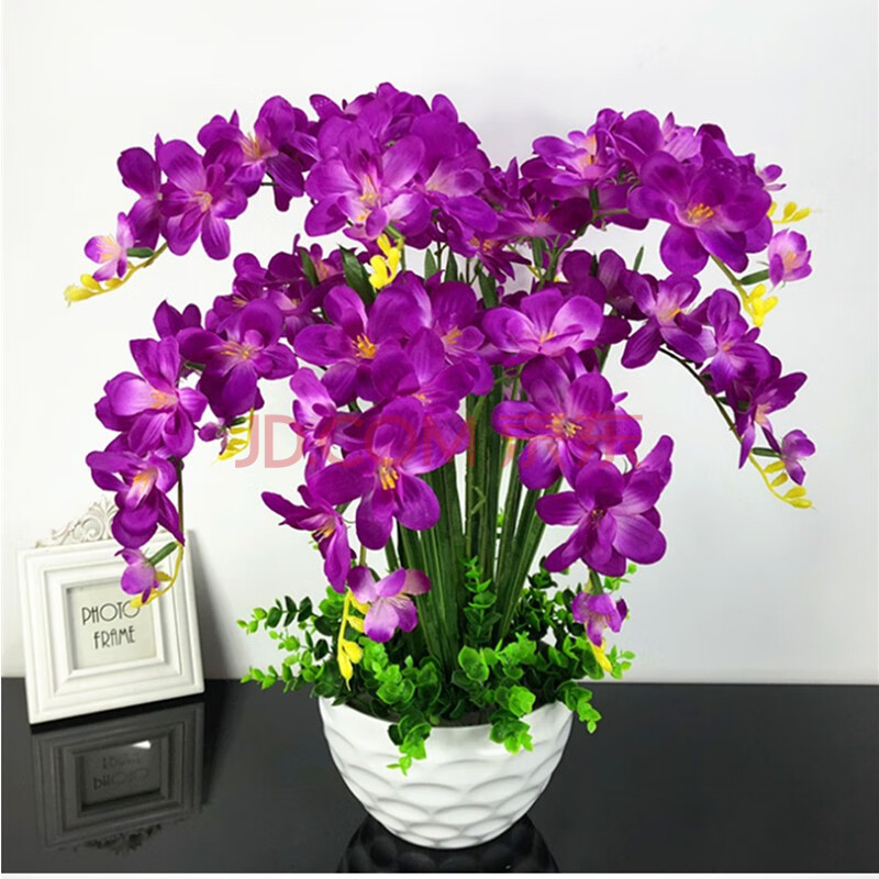 花艺赫 仿真花套装蝴蝶兰假花室内绢花摆件花瓶花艺塑料花客厅电视柜