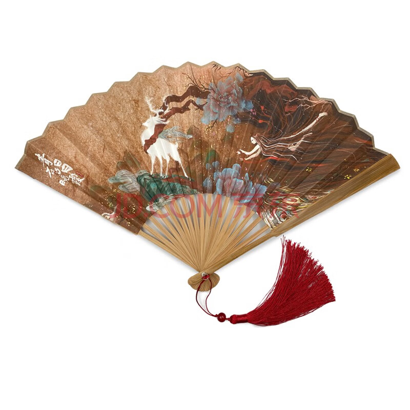 扇子古风折扇女5寸宣纸扇女式便携流苏小扇古典中国风小礼品 青石唱