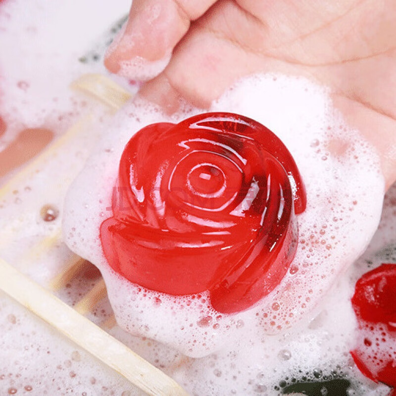 云南手工玫瑰鲜花香皂 洗脸男女学生沐浴保湿洁面 1盒装带网 小玫瑰花